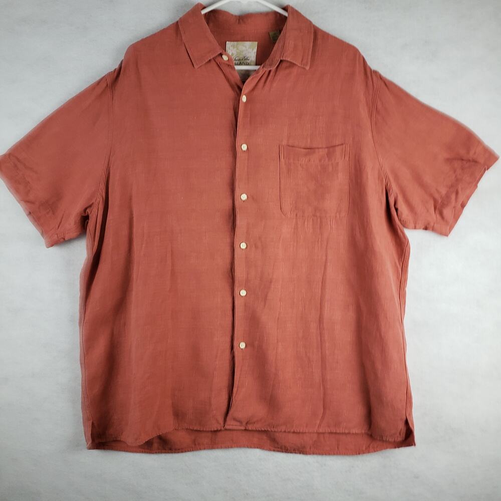 Tasso Elba Island Men's XL Orange‎ Silk Linen Resort Cruise Tropical Cookout